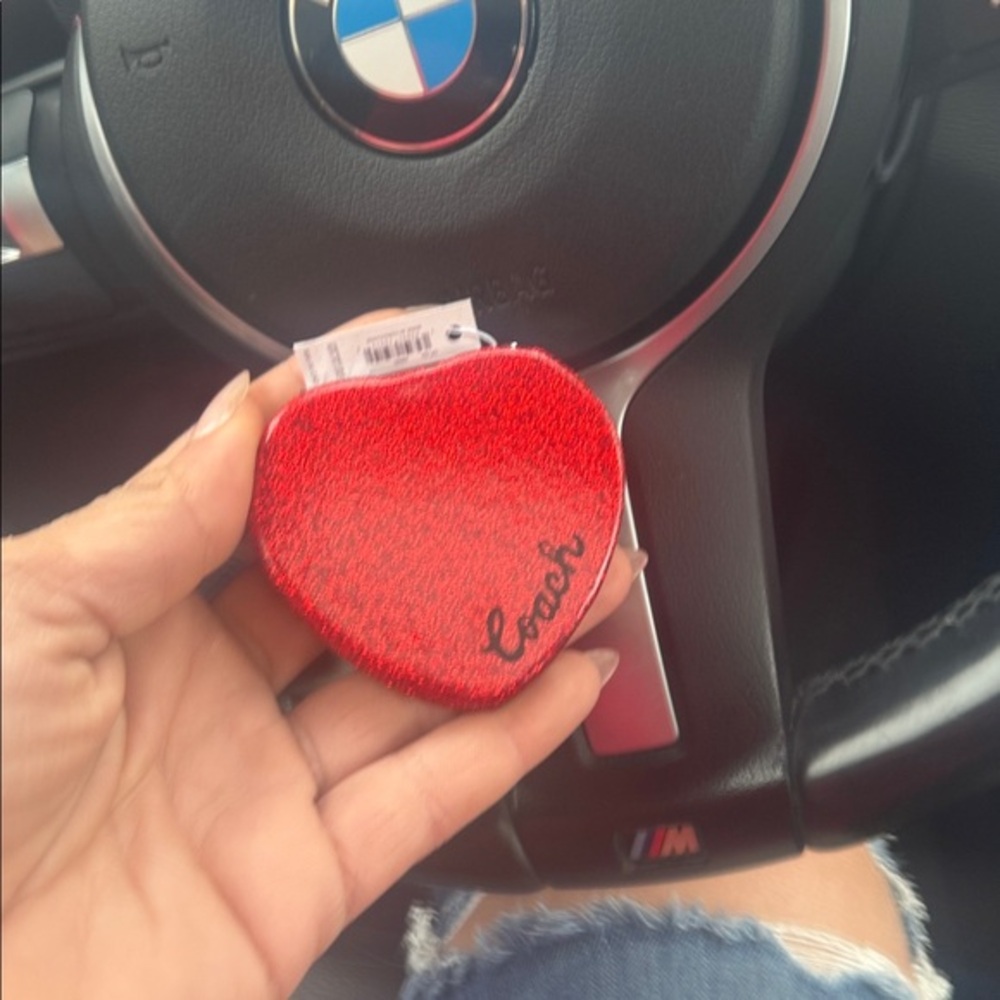 Coach Valentines Day Glittery Red Heart shaped compact mirror